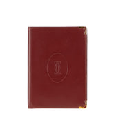 カルティエ マストライン カードケース 札入れ ワインレッド ボルドー レザー レディース CARTIER 【中古】